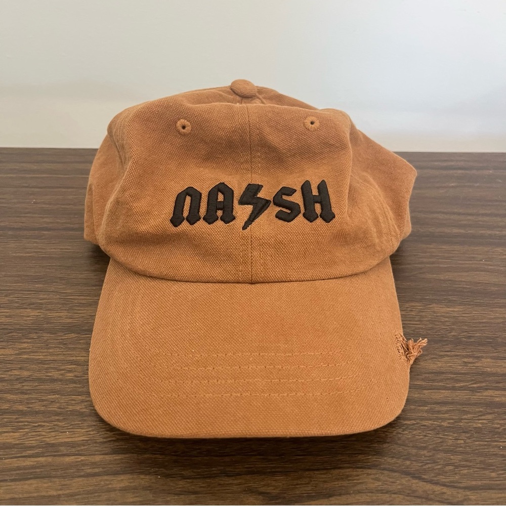 Brown NASH Collection by Revv Cap Hat w Embroidered Words READ NOTE OS Unisex